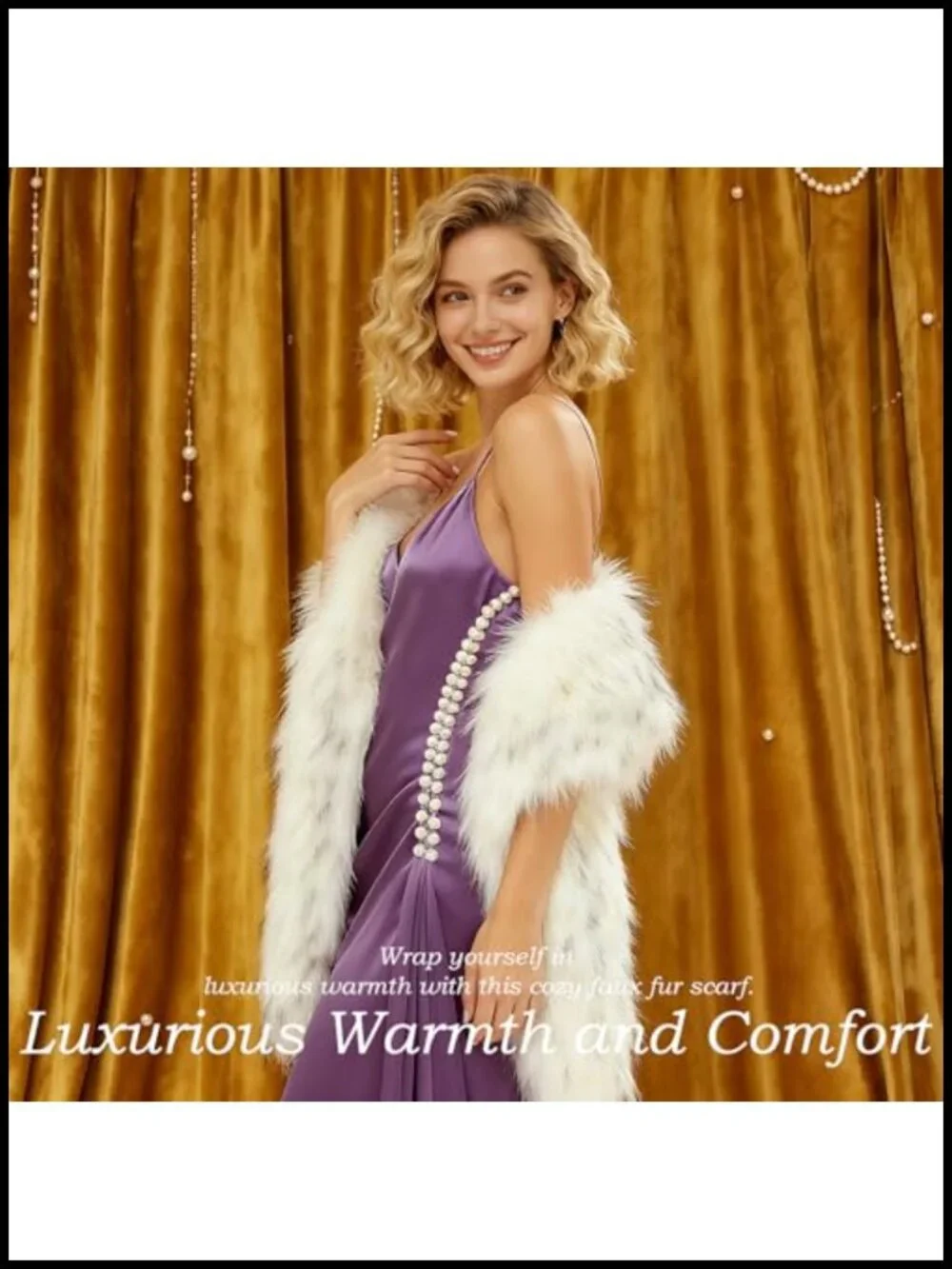 Faux Fur Wrap Shawl Long Winter Scarf Bridal Wedding Party